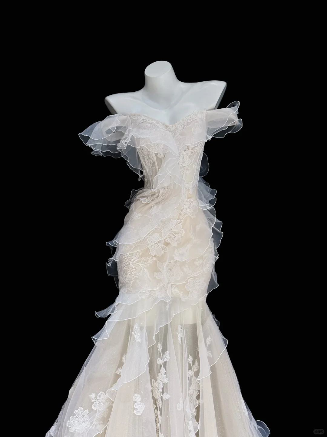 Elegant Off The Shoulder Tulle Ruffles Mermaid Long Prom Dress Birthday Party Gown With Appliques D2918