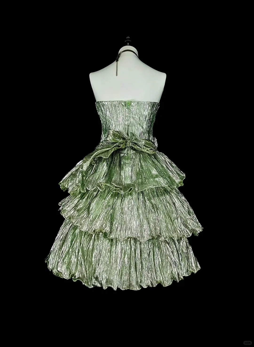 Retro Strapless Tulle Pleated Layered A Line Short 16th Birthday Outfits,Green Short Homecoming Dress D4037