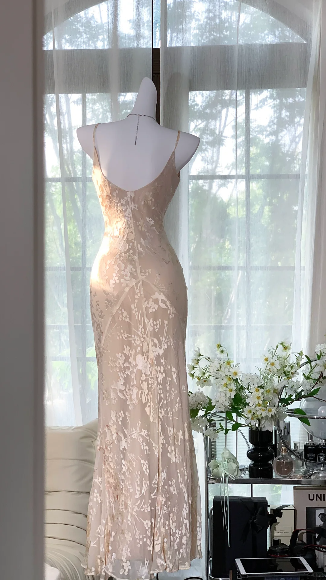 Charming Spaghetti Straps Chiffon Print Floral Mermaid Prom Dress Birthday Party Dress D1315