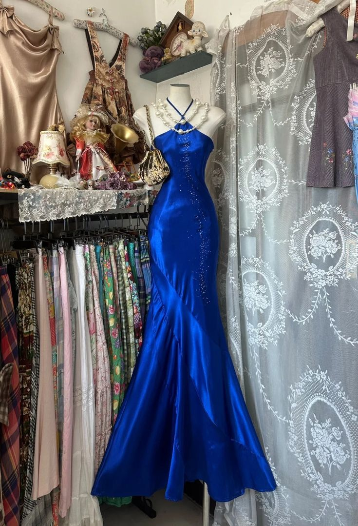 royal blue wedding dress guest Sexy Royal Blue Satin Beaded Mermaid Long Wedding Guest Dress Formal E –  SweetDress