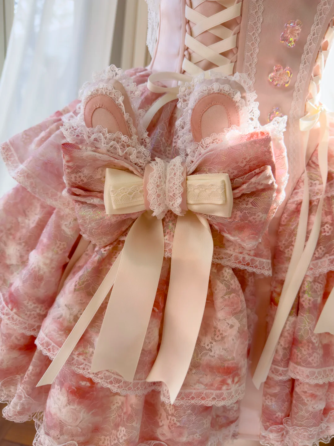 Charming Pink Lace Beaded Layered A Line Short Homecoming Dress Formal 16th Birthday Outfits D2955