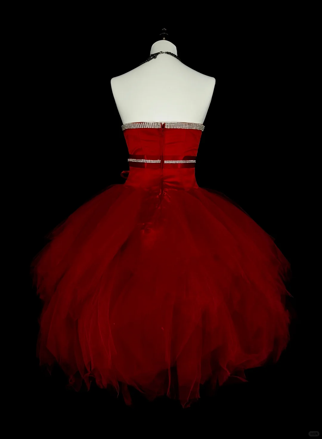 Gorgeous Red Strapless Satin Tulle Beaded A Line Short 8th Grade Homecoming Dress,Short Birthday Party Dress D4057