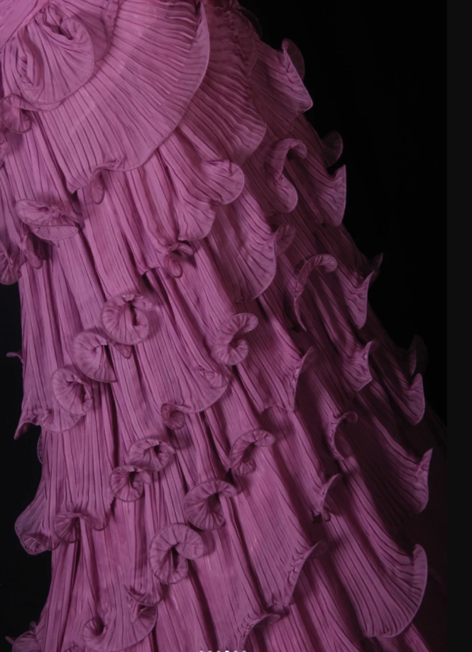 Fairy One Shoulder Purple Chiffon Pleated Ruffles Layered Mermaid Prom Dress Formal Birthday Cake Dress D2272