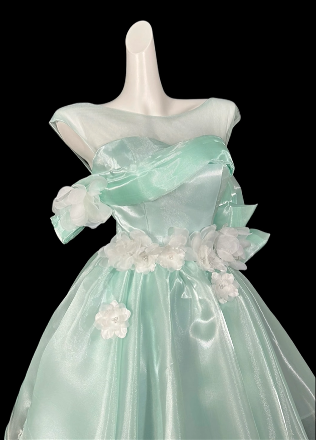 Pretty Mint Green Tulle Appliques A Line Short Graduation Homecoming Dress,Off The Shoulder Short Birthday Outfits D4153