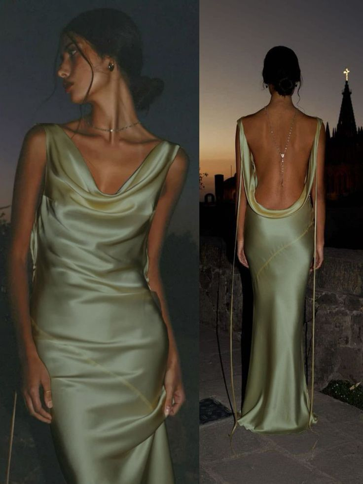 Sexy Green Sleeveless Satin Backless Mermaid Evening Dress Long Party Gown Bridesmaid Dress D1464