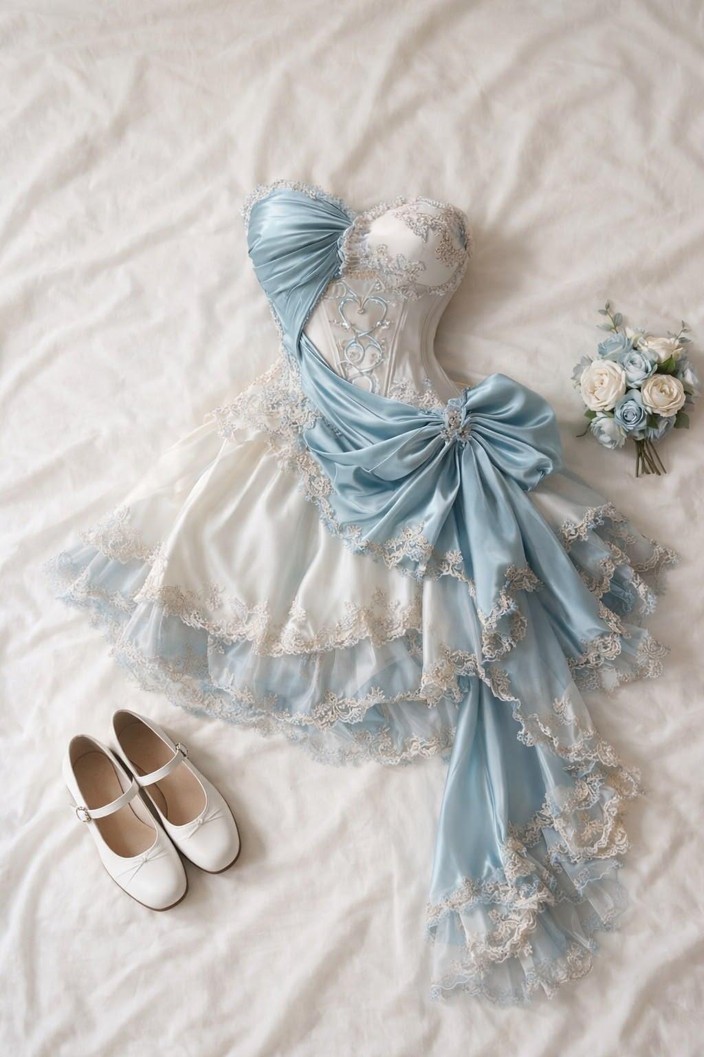 Elegant Sweetheart Neck Chiffon Lace A Line Cocktail Dress,Blue Graduation Homecoming Dress D3011