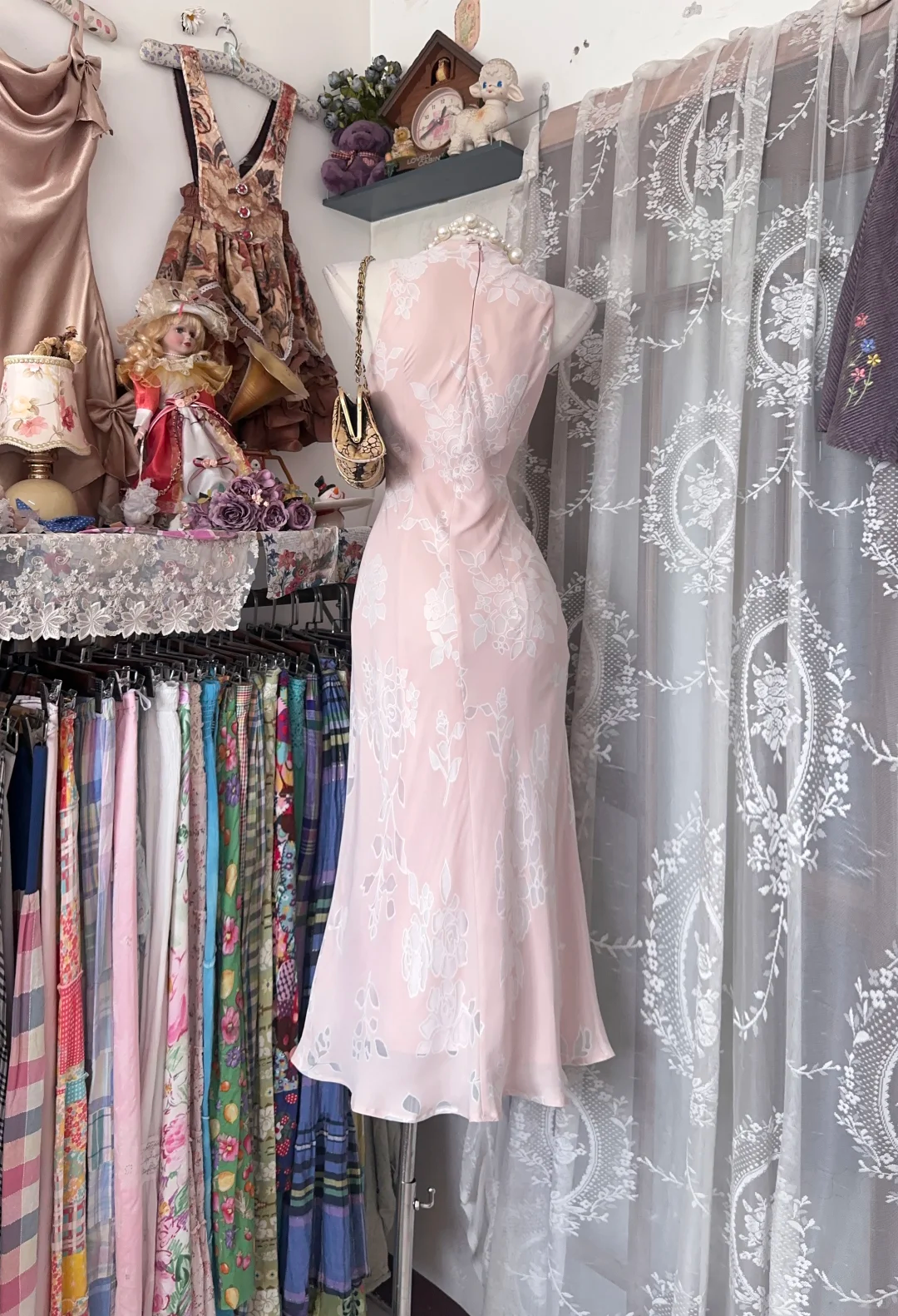 Glamorous Chiffon Print Floral Mermaid Evening Dress,Pink Long Party Gown D3209