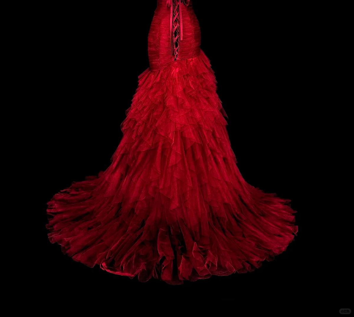 Charming Strapless Tulle Pleated Ruffles Mermaid Long Prom Dress Burgundy Evening Dress D5386