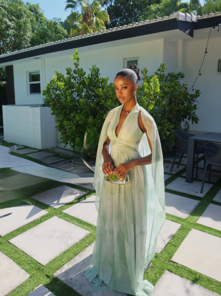 Classy Halter V Neck Chiffon A Line Long Evening Dress Light Green Party Gown D4972