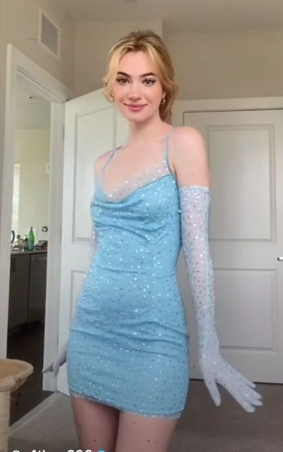 Sparkly Sky Blue Sequin Sheath Short Homecoming Dress Formal 20th Birthday Outfits With Gloves D755