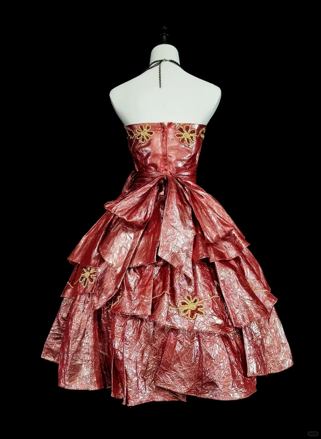 Glamorous Pink Strapless Satin Floral Layered A Line Short Homecoming Dress Birthday Dress D4059