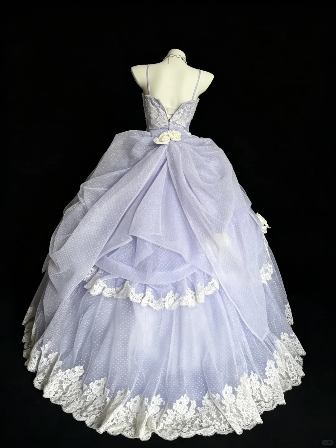 Sweet Lilac Strapless Tulle Lace Hem Quinceanera Dress Sweet 15 16 Dress With 3D Florals D5237