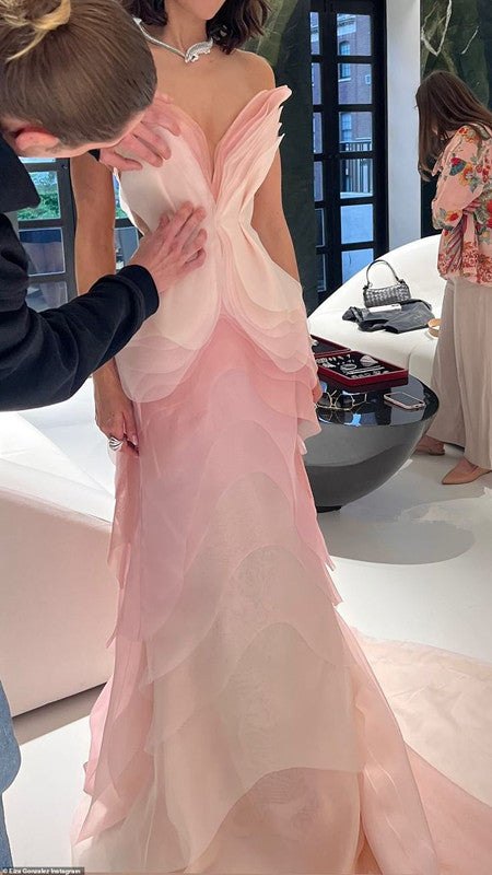 Pretty Sheath Sweetheart Floral Ombre Pink Tulle Sleeveless Evening Prom Dresses SD1425