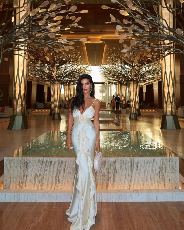 Beautiful Ivory Mermaid Spaghetti Straps Satin Long Party Dresses Prom   SweetDress