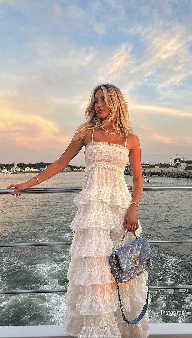 Classy A line Spaghetti Straps White Lace Long Evening Dress Prom Dres   SweetDress