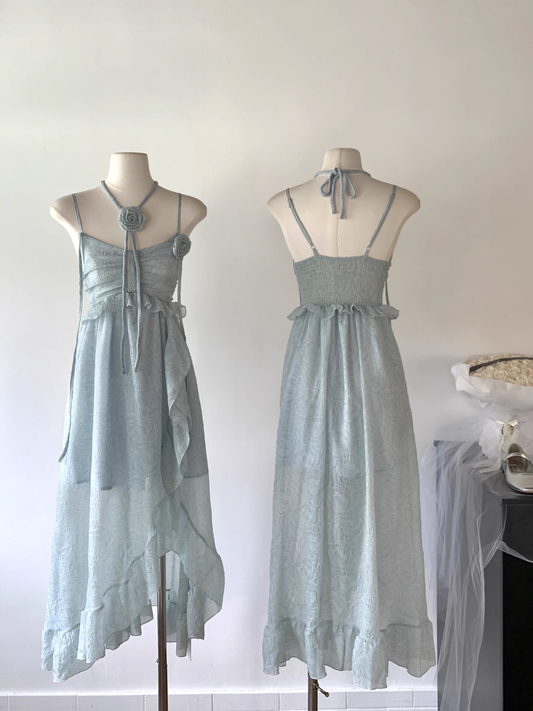 French blue suspender dress women's summer new style seaside holiday beach dress SD262