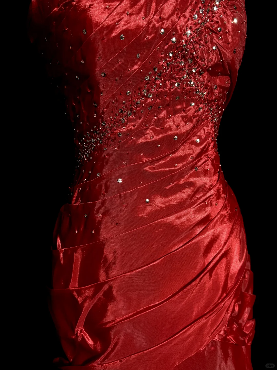 Aesthetic Mermaid Strapless Neckline Red Taffeta Prom Dress Ruffle Long Party Dress SD2917