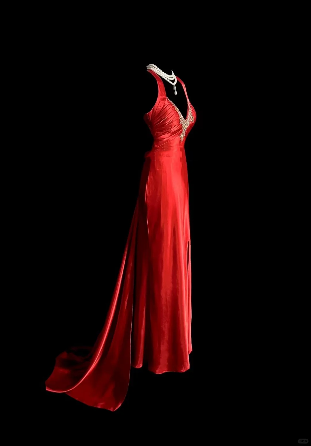 Vintage Red Mermaid Spaghetti Strap Sequin Lace Tulle Prom Dress Evening Dress cc5442