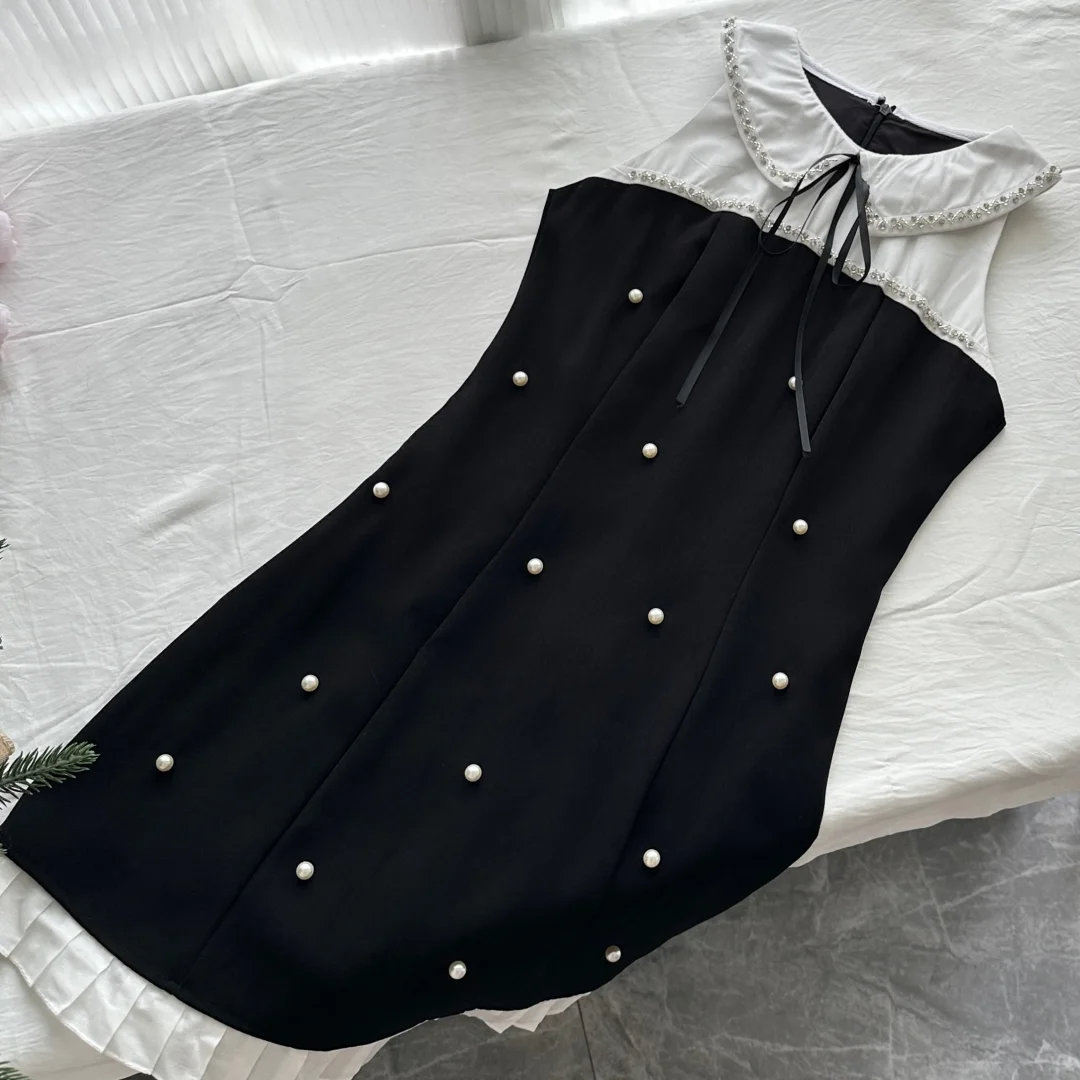 Pretty Black Sleeveless A Line Mini Birthday Dress Holiday Dress S321