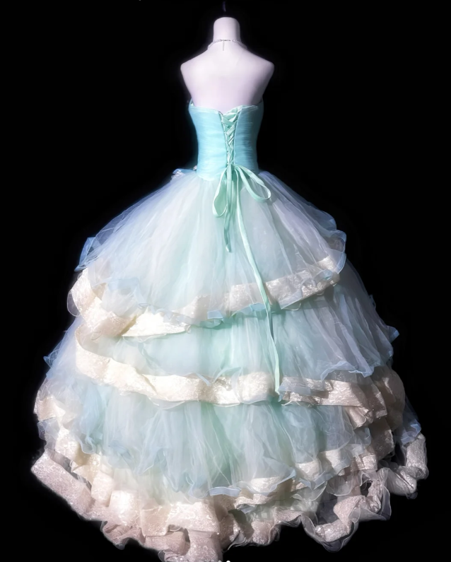 Cute Sweetheart Neck Blue Tulle Layered Sweet 16 Dress Quinceanera Dress D937