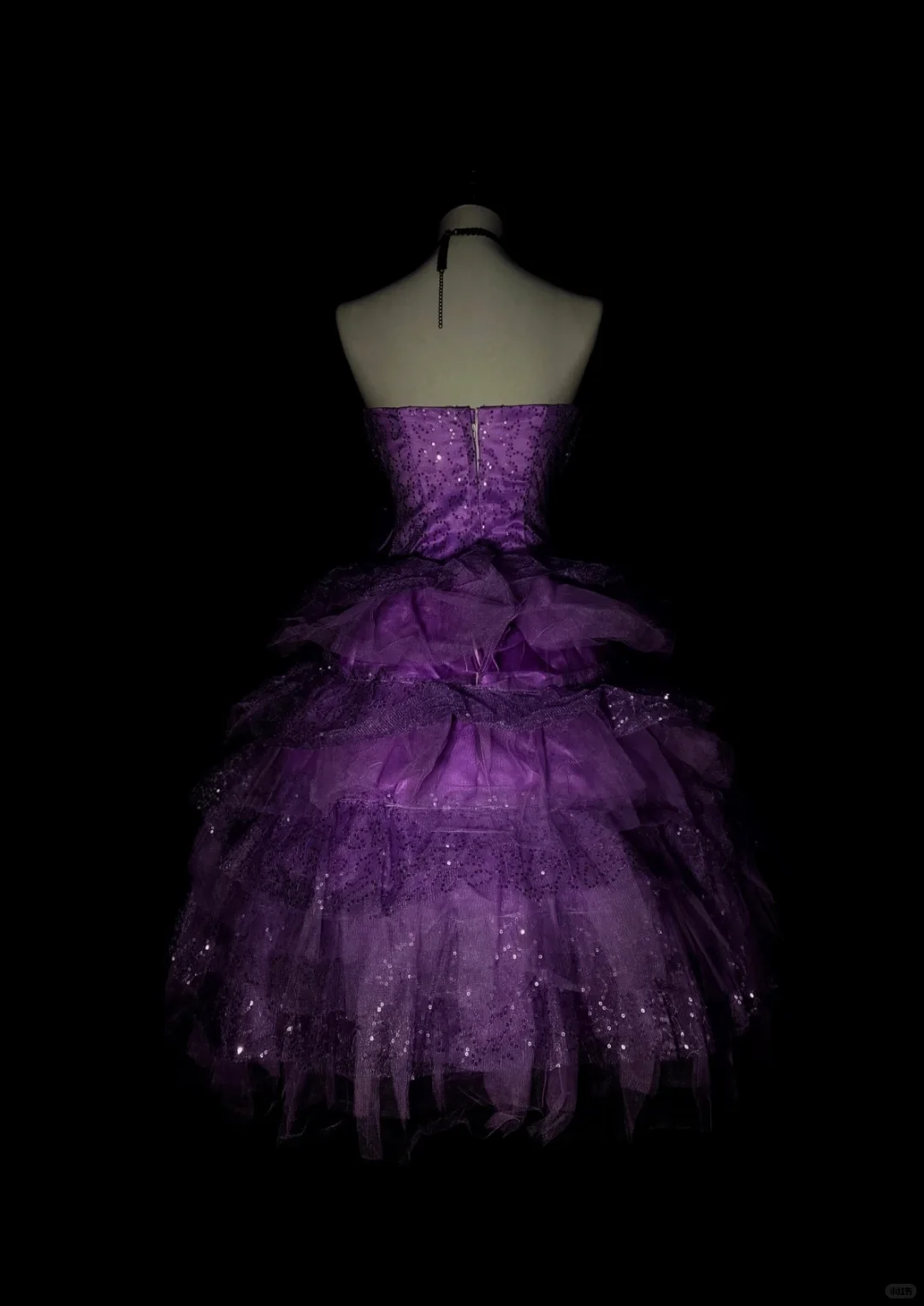 Shiny Purple Tulle Sequin A Line Short Homecoming Dress,Strapless Mini Birthday Prom Dress D4070