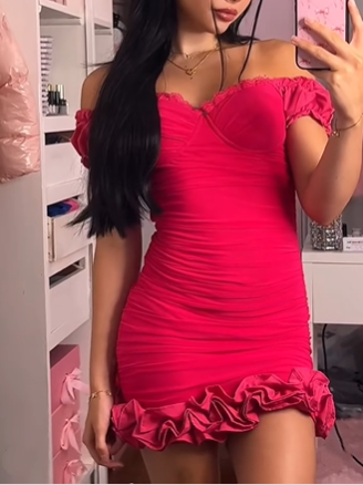 Cute Yellow Sweetheart Neck Sheath Ruffles Birthday Outfits Off The Shoulder Short Homecoming Dress S720
