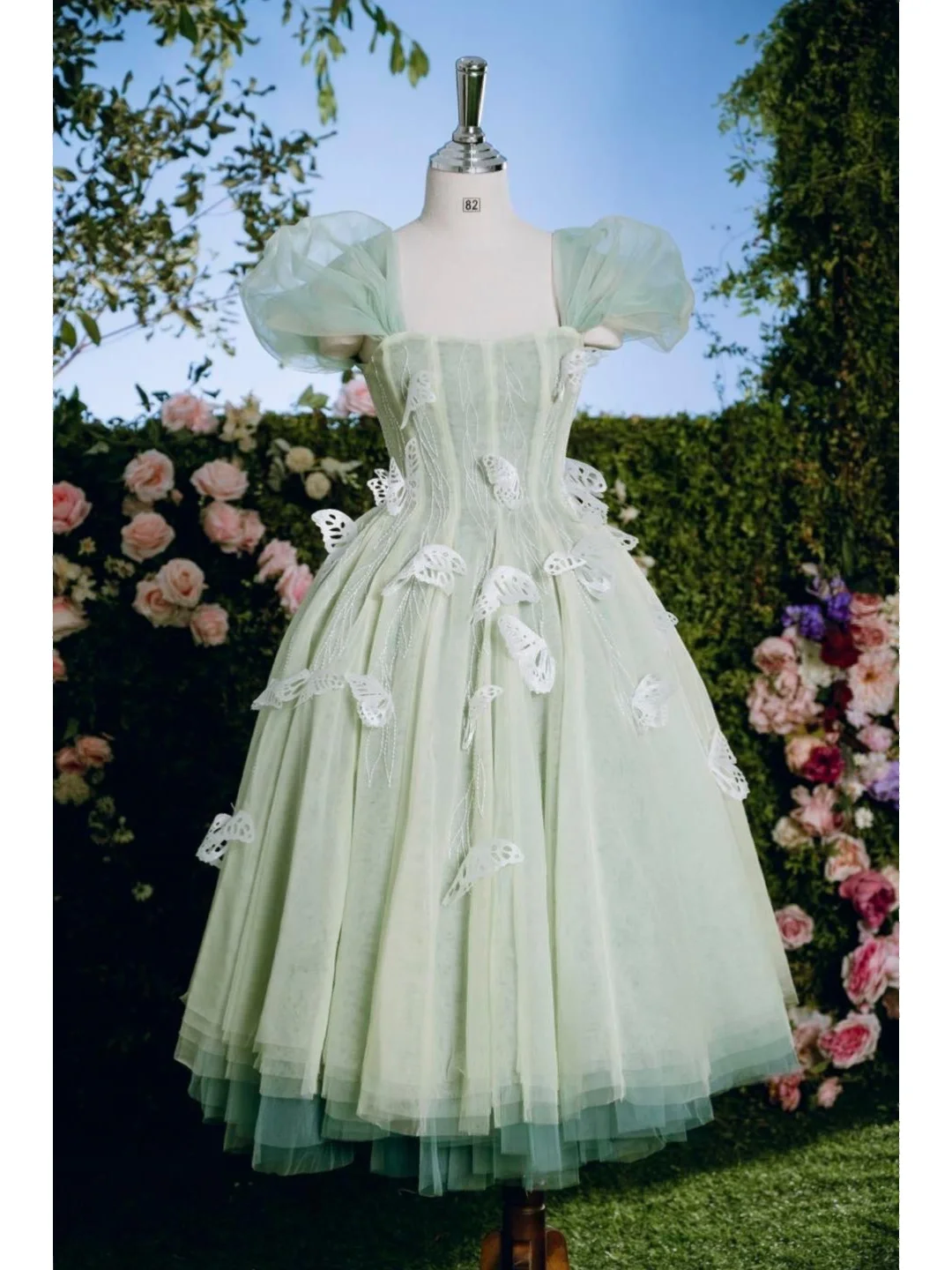 Cute Green Tulle Lace Appliques Short Party Dress 6th Grade Homecoming Dress S547