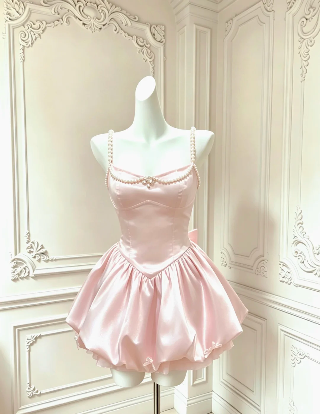 Elegant Pink Spaghetti Straps Satin A Line Short Birthday Dress Formal Graduation Homecoming Dress D3057