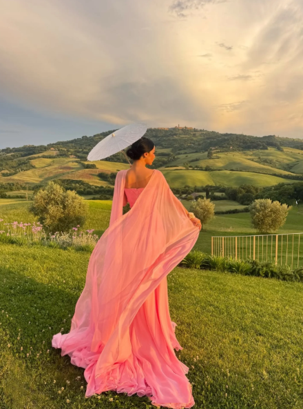 Classy Strapless Chiffon A Line Long Wedding Guest Dress,Pink Evening Dress Prom Gown D2977