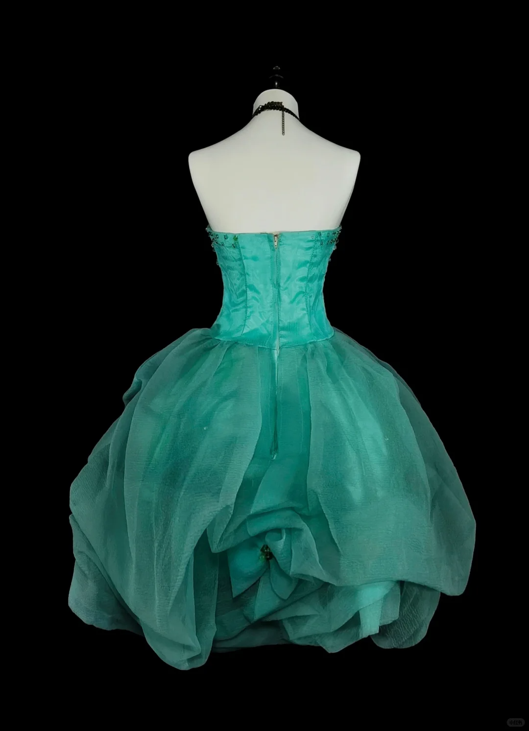 Vintage Green Strapless Tulle Beaded Short Homecoming Dress Cocktail Dress With Bow D4068