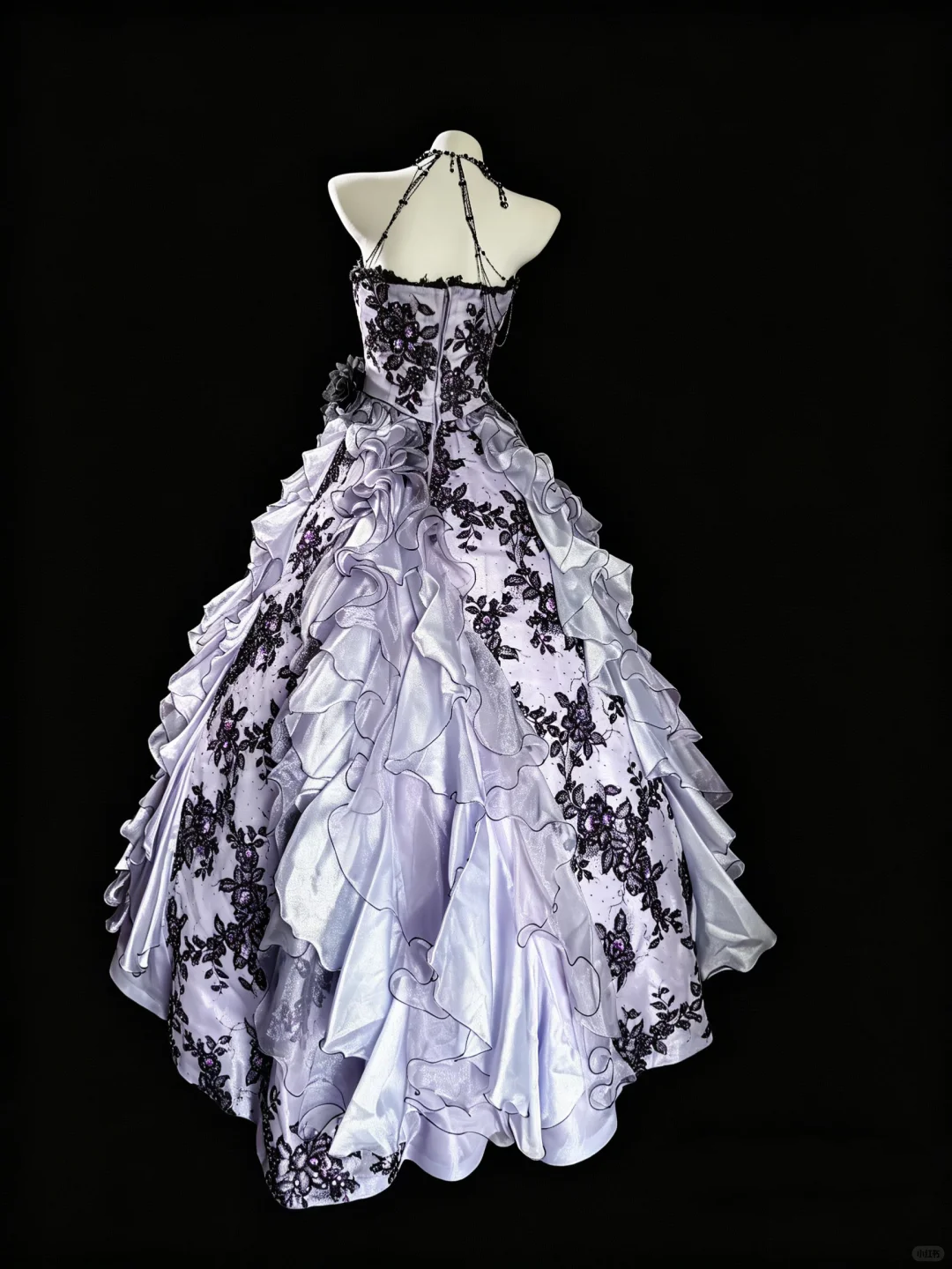 Pretty Halter Tulle Ruffles Appliques Sweet 16 Dress Purple Birthday Quinceanera Dress D5285