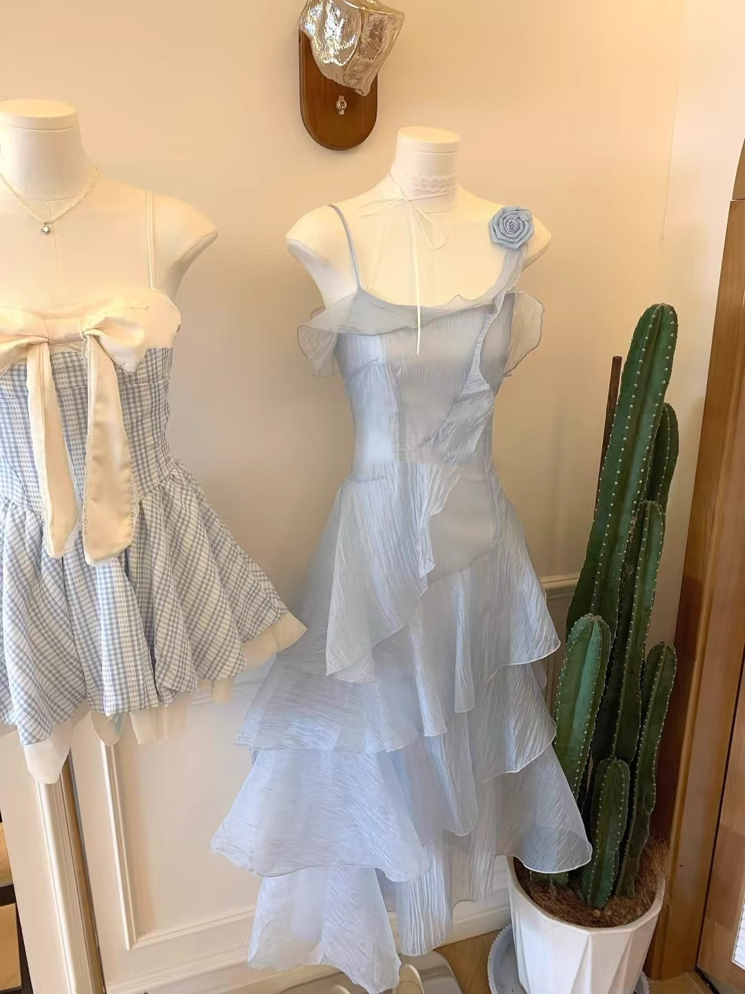 Classy Blue Ruffles Party Dress Birthday Dress S285