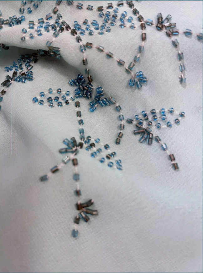 Gorgeous Spaghetti Straps Omber Blue Chiffon Beaded Mermaid Long Party Dress Evening Gown D21118