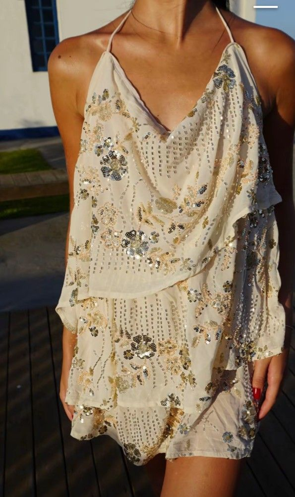 Sexy Halter Off White Chiffon Sequin Beaded Short 7th Grade Homecoming Dress,Formal 16th Birthday Outfits D3287