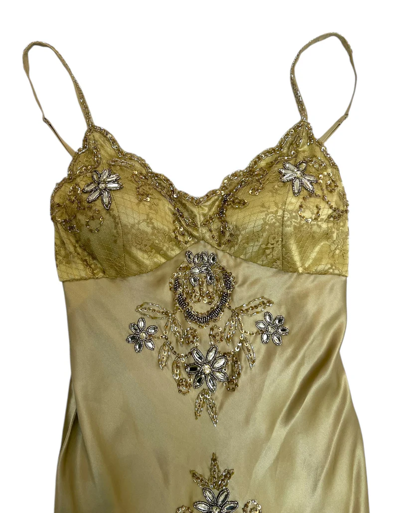 Elegant Gold Spaghetti Straps Satin Lace Beaded Cocktail Dress A Line Homecoming Dress Birthday Outfits S352