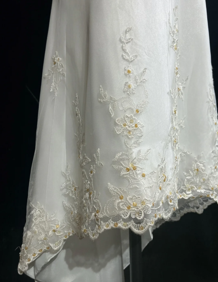 Pretty Strapless White Tulle Lace Beaded Mermaid Long Party Dress Evening Gown D2066