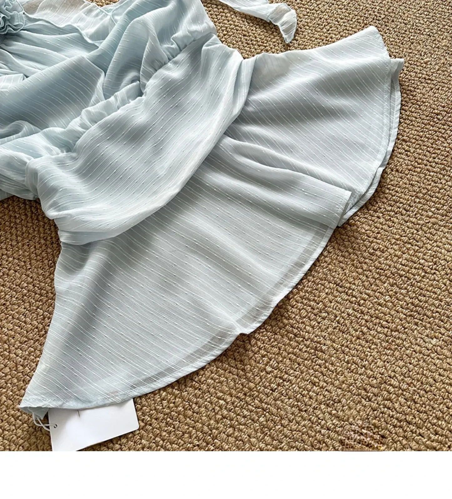 Blue Mini Sleeveless Chiffon Dress Women Frock Vacation Dress S227