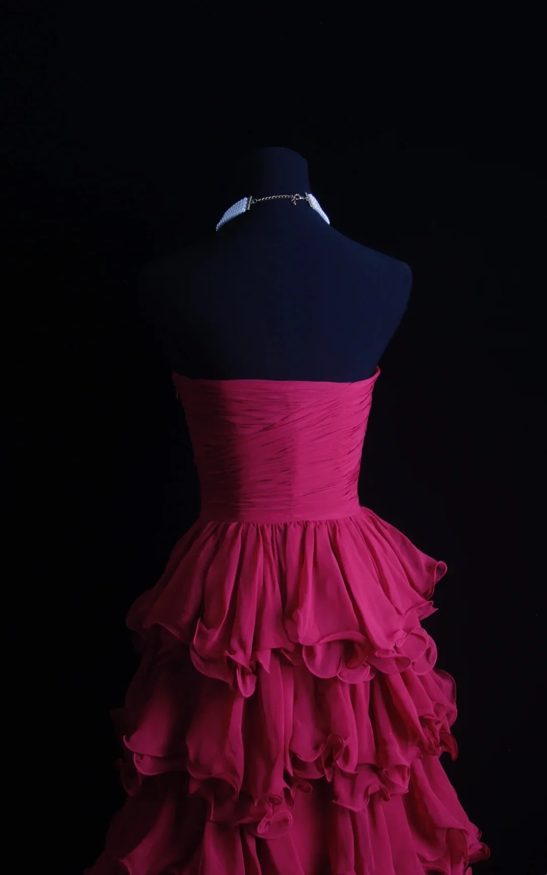 Pretty Sweetheart Neck Hot Pink Chiffon Layered Tiered 2000s Long Prom Dresses Evening Dress D4567