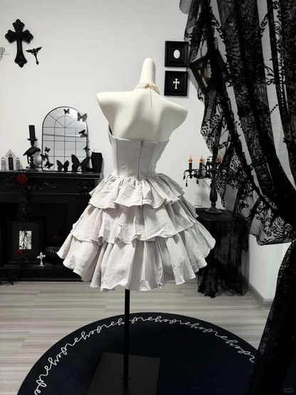 Vintage Sweetheart Neck Satin Beaded Layered Short Homecoming Dress Cocktail Dress D4710