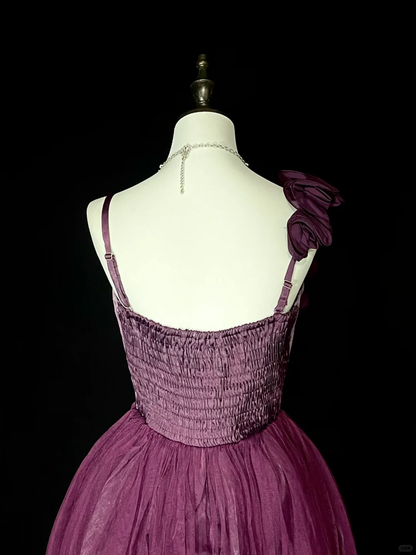 Pretty Purple Tulle Lace A Line Short 8th Grade Homecoming Dress Birthday Dress D4071