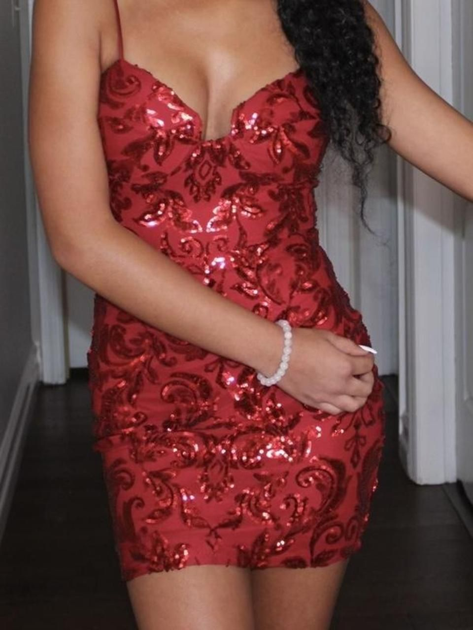 Vintage Spaghetti Straps Red Sequin Sheath Cocktail Dress Short Homecoming Dress Birthday Outfits D172