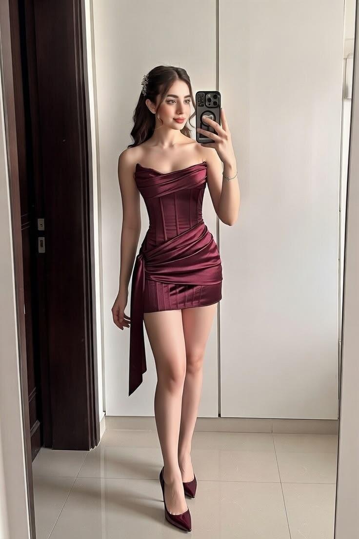 Elegant Burgundy Strapless Satin Sheath Short Homecoming Dress Birthday Outfits D3026