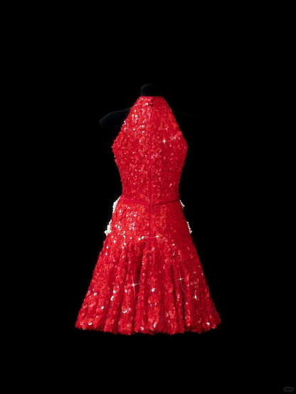 Pretty Red Sequin Beaded A Line Short Graduation Homecoming Dress 18th Birthday Outfits D440