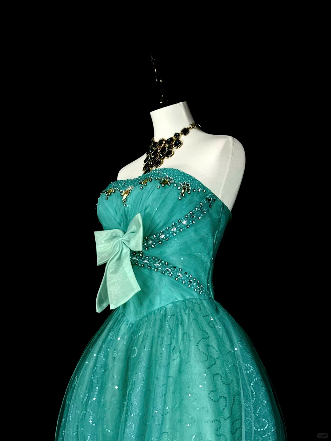Vintage Sweetheart Neck Green Tulle Sequin Beaded Long Party Dress Evening Dress D5372