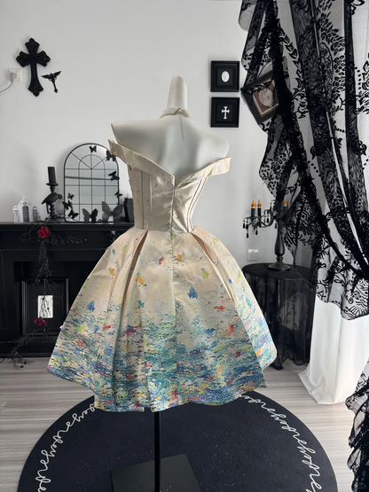 Unique Off The Shoulder Satin A Line Short Prom Dress Formal Graduation Homecoming Dress D4703