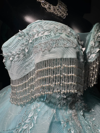 Glamorous Off The Shoulder Tulle Sequin Beaded A Line Homecoming Dress,Blue Mini 16th Birthday Outfits D3020