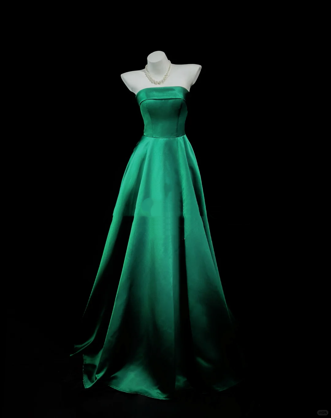 Vintage Strapless Satin A Line Long Wedding Guest Dress Green Birthday Evening Dress Prom Gowns D2518