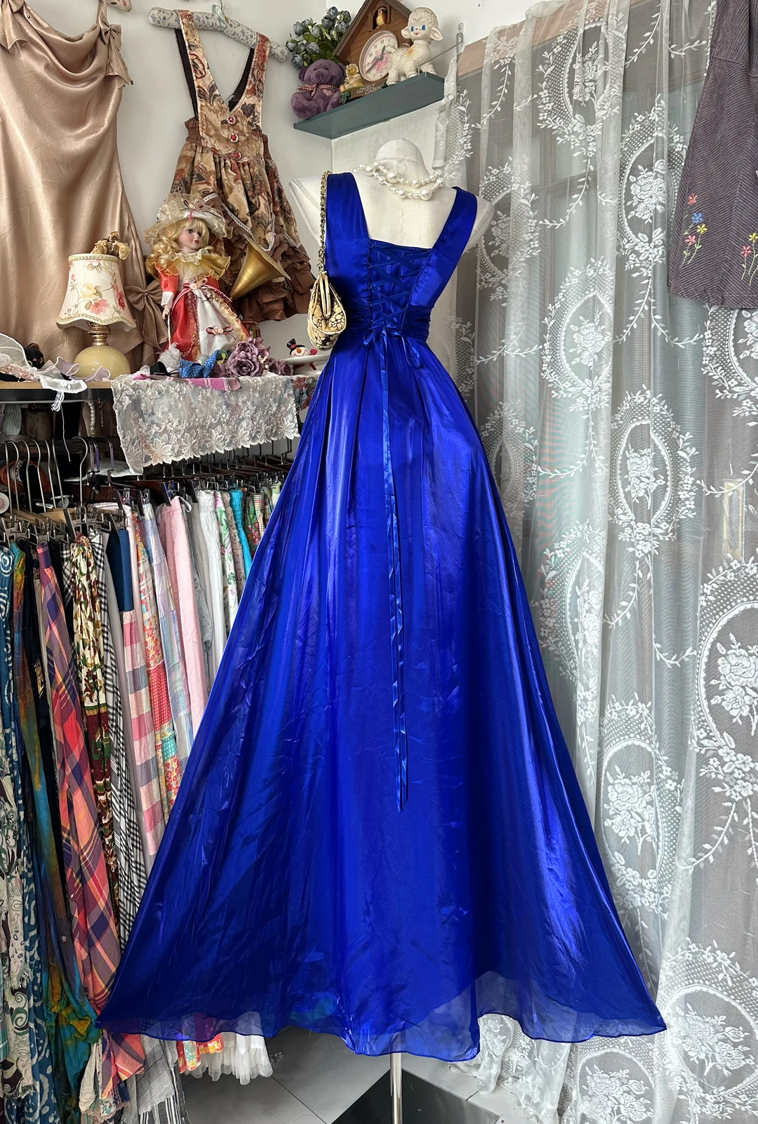 Modern Royal Blue Tulle A Line Long Party Dress  Birthday Prom Dress D2878