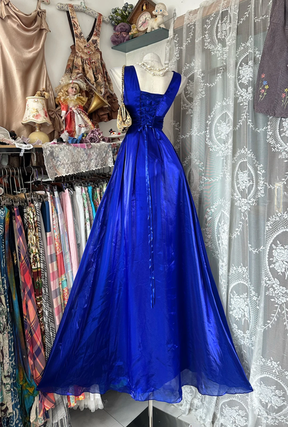 Modern Royal Blue Tulle A Line Long Party Dress  Birthday Prom Dress D2878