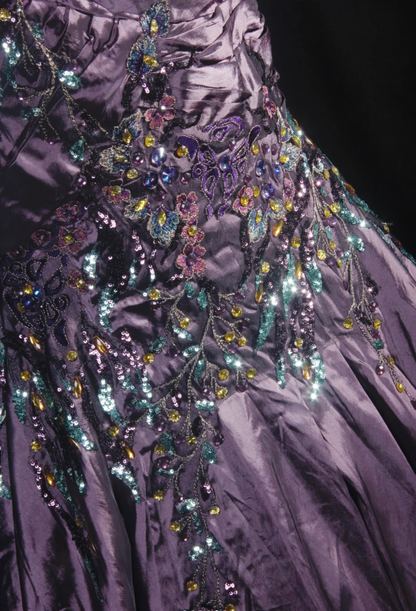 Charming Spaghetti Straps Satin Sequin Beaded Mermaid Evening Dress,Purple Long Party Dress Prom Gown D2009